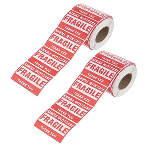 KICHOUSE 2 Rollen Barcode-Aufkleber Gefahr zerbrechlich stark Etiketten ziehen um klebrig Name Pflicht Warnaufkleber Strichcode Warnung Sicherheitsaufkleber rot von KICHOUSE