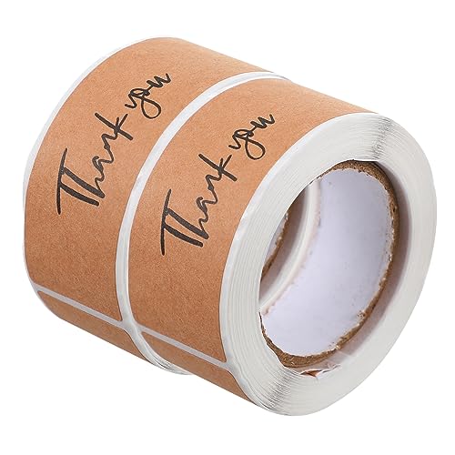 KICHOUSE 2 Rollen Etikettenaufkleber Danke Aufkleber Praktische Siegelaufkleber Geschenketikett Danke Label-aufkleber Taschenaufkleber -siegel-etikett Kupferplattenaufkleber Coffee von KICHOUSE