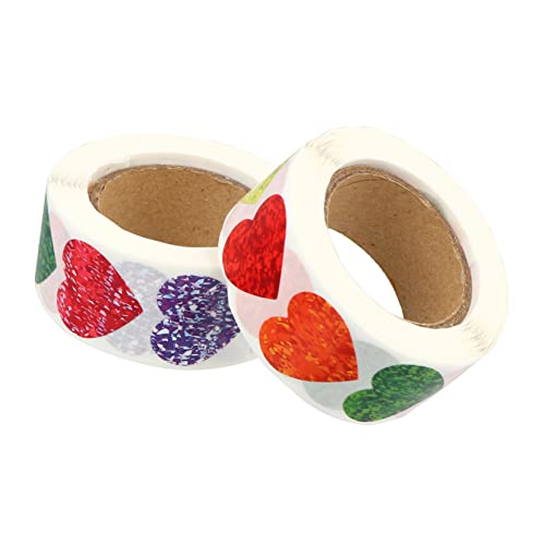 KICHOUSE 2 Rollen Herzförmige Selbstklebende Geschenketiketten Bunte Aufkleber für Valentinstag Hochzeit Deko Romantische Geschenkverpackung Bastelbedarf von KICHOUSE