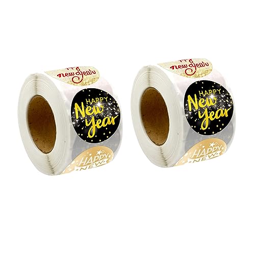 KICHOUSE 2 Rollen Neujahrs Selbstklebende Siegelaufkleber Designs Verzieren von Geschenken DIY Etiketten für Feiertagskarten und Dekoration von KICHOUSE