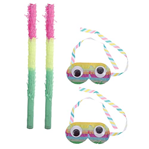 KICHOUSE 2 Sätze Augenmaskenstabspielzeuge Abdeckung Pinatas bunt Dekoration Pinata-Stick für Luau Partyspielzeug Kinderspielzeug mehrfarbiger Piñata-Stick Papier von KICHOUSE