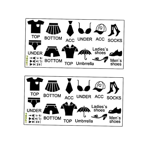 KICHOUSE 2 Sätze Schuhe und Kleidungsklassifizierungsaufkleber Abziehbilder für Kommode Kleidersortieraufkleber Kleiderschrank Aufkleber für Stoff Kleidungskategorie-Aufkleber PVC Schwarz von KICHOUSE