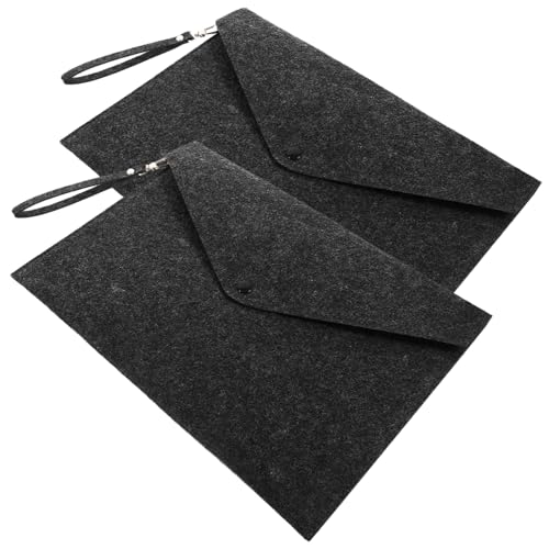 KICHOUSE 2 Stück Dokumenten Taschen Praktische Aufbewahrungstaschen für Bürobedarf Reise und Schule mit Druckknopfverschluss aus Filz Große Kapazität Dunkelgrau von KICHOUSE