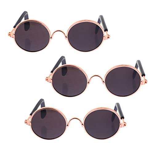 KICHOUSE 2 Stück Mini-Brille Miniatur Gläser Winzig Puppe Klein Runde Metallbrille Hund Brille Eisenlegierung Black von KICHOUSE
