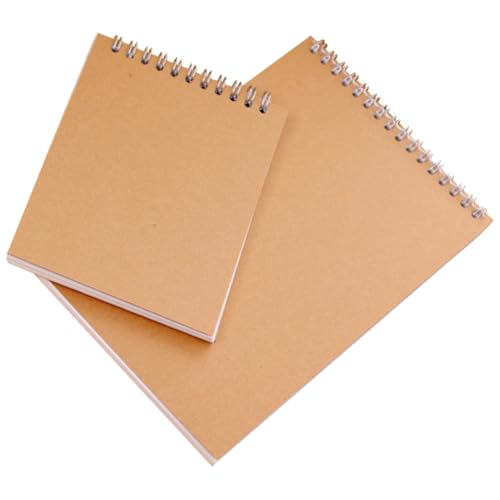 KICHOUSE 2 Stück Skizzenbuch Retro Leeres Notizbuch aus Kraftpapier Spiralbindung Geeignet für Studenten DIY Malbuch Doodle Buch für Zeichnungen und Entwürfe von KICHOUSE