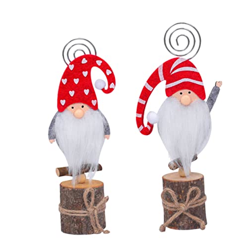 KICHOUSE 2 Stück Weihnachts Memo Halter Cartoon Puppe Niedliche Foto Clips für Tischnummern Dekoration für Zuhause Partys und Geburtstagsfeiern Herz Streifen von KICHOUSE