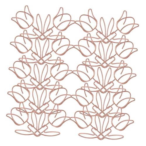KICHOUSE 20 Stück Büroklammern Tulpenform Teiliges Roségold Dekorative und Farbenfrohe Büroklammern für Schule Büro und Kreative Projekte für Lesezeichen und Papierorganisation von KICHOUSE