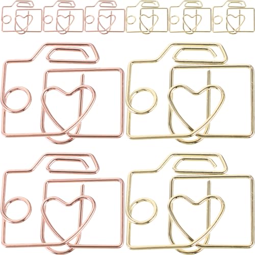 KICHOUSE 20 Stück Metallklammern Kleine Kreative Büroklammern für Fotos Notizen und Bastelarbeiten Robust und Langlebig Gold und Roségold von KICHOUSE