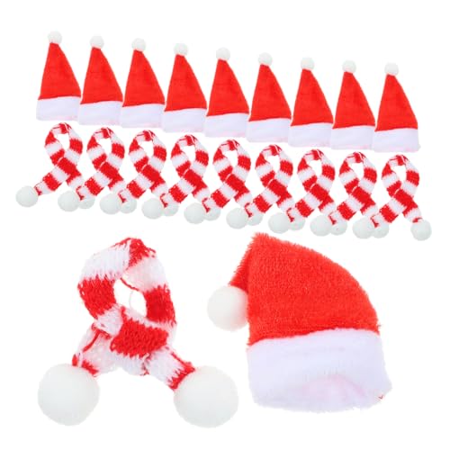 KICHOUSE 20 Stücke Mini Weihnachten Schals Für Handwerk Gestrickte Dekorative Handgemachte Hüte Und Schals Weihnachten Ornament von KICHOUSE