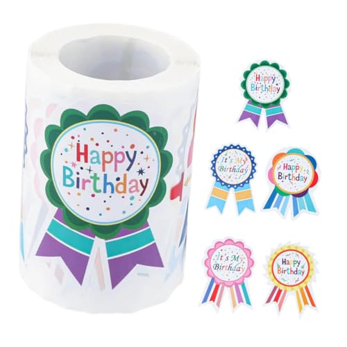 KICHOUSE 200Stücke Happy Birthday Aufkleber Selbstklebende Geburtstagsabzeichen für Party Dekoration Scrapbooking und Geschenkanhänger für Kindergeburtstage von KICHOUSE