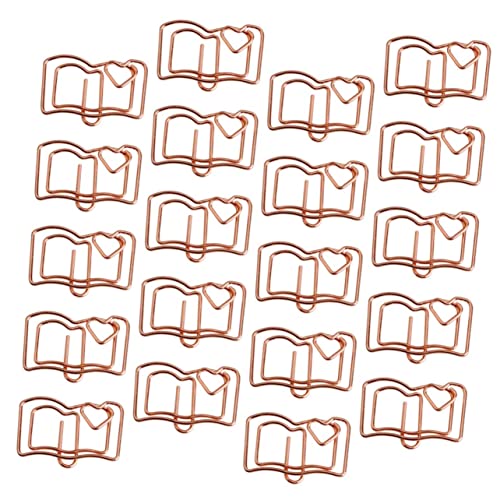 KICHOUSE 20Stücke Teiliges Lesezeichen Herzbuchform Robuste Büroklammern für Notizen Fotos und Memos Vielseitige Clips für Schule und Büro Geschenkidee für Leser von KICHOUSE