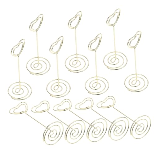 KICHOUSE 24 Stück Herzförmiger Kartenhalter Tischnamenhalter geformt Karte steht Tischplatz-Namensschilder Tischdekorationshalter Clips esstisch Inhaber der Tabellennummer Fotohalter Golden von KICHOUSE
