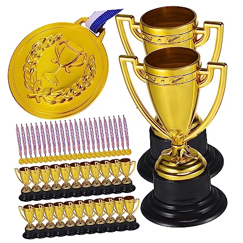 KICHOUSE 24Sätze Trophäen Medaillen Teilig Goldene Pokale Und Medaillen Sportwettbewerbe Fußball Volleyball Und Mehr Aus Langlebigem Dekorative Preise von KICHOUSE