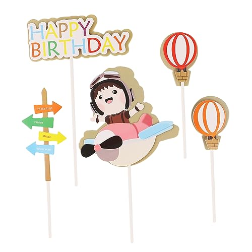KICHOUSE 25 Stück Pilotkuchenkarte geburtstagsdeko kindergeburtstags dekoration birthday cake topper Geburtstagsfeier Pilot-Kuchen-Topper Kuchen Picks Kuchen -Topper Papier von KICHOUSE