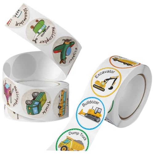 KICHOUSE 2Rollen Selbstklebende Belohnungsaufkleber mit Fahrzeugmotiven für Kindergarten und Schule Kreative Sticker für Lehrkräfte zur Motivation und Auszeichnung von KICHOUSE