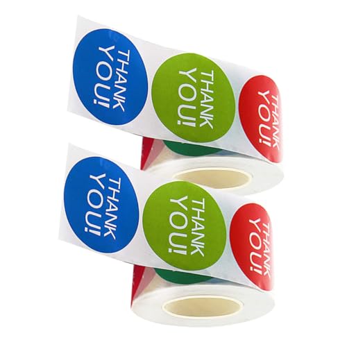 KICHOUSE 2Rollen Selbstklebende Dankesaufkleber Dekorative Siegelaufkleber für und Verpackungen Vielseitige Sticker für Handgemachte Produkte und Dankeschön von KICHOUSE