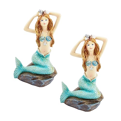 KICHOUSE 2Stücke Meerjungfrau Dekoration Resin Figuren Für Aquariumlandschaftsbau Realistische Fischtank Ornamente Tischdekoration Für Ihr Zuhause Lebendige von KICHOUSE