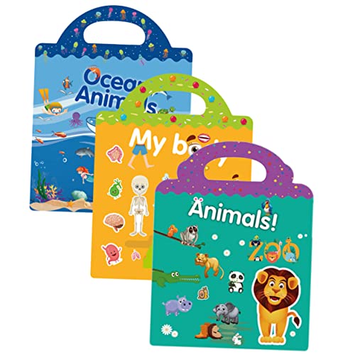 KICHOUSE 3 Aufkleberszenen Buch Aufkleberbuch für Buchaufkleber Cartoon -Aufkleber Childrens Sticker Books Sticker Books Childrens wiederverwendbares Aufkleberbuch Papier von KICHOUSE