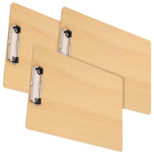 KICHOUSE 3 Stück Holz Klemmbretter Multifunktionale Schreibunterlage Praktischer Dokumenten Organizer für Büro Schule Unterwegs Leicht Tragbar Vielseitig Einsetzbar von KICHOUSE