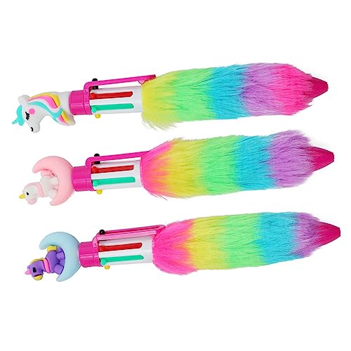 KICHOUSE 3 Stück Teiliges Plüsch Kugelschreiber für Bunte Cartoon Stifte Einhorn Design für Mädchen Schreiben und Zeichnen Ergänzung für Schulbedarf und Kreative Projekte von KICHOUSE