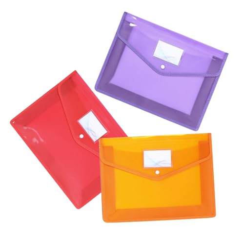 KICHOUSE 3 Stück Wasserdichter Dokumentenordner mit Druckknopf Orange und Rot für Büro und Reise Vielseitig Einsetzbar zur Aufbewahrung Wichtiger Unterlagen von KICHOUSE