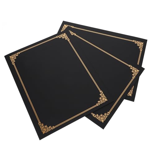 KICHOUSE 3 Stück Zertifikatshülle Zertifikat deckt Abdeckung Partyzubehör Abschluss dokumentenmappe Urkundenmappe Papier-Award-Cover Preisträger Ehrenurkundenhülle Diplom-Cover Black von KICHOUSE