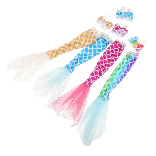 KICHOUSE 4 Sätze Babypuppenkleidung Glitzerndes Meerjungfrauenkleid Meerjungfrau Kleidung Puppen Anziehen Meerjungfrauenschwanzkleid Kleidung Für Puppen Puppenbadeanzug Puppen-Outfits Stoff von KICHOUSE