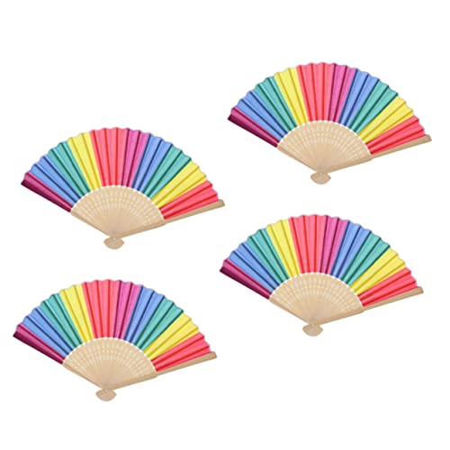 KICHOUSE 4 Stück Bunte Fächer Teiliges aus Eleganten Faltbaren Bambusfächern für Tanz und Fotorequisiten Tragbar und Langlebig KICHOUSE 4 Stück Bunte Fächer Teiliges aus Eleganten Faltbaren Bambusfächern für Tanz und Fotorequisiten Tragbar und Langlebig von KICHOUSE