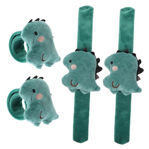 KICHOUSE 4 Stück Dinosaurier-armband Slap-bands Mit Tiermotiven Partygeschenk Bänder Mit Tiermuster Klopfendes Armband Schlagarmband Stofftier-armband Tierschnapparmbänder Green Legierung von KICHOUSE