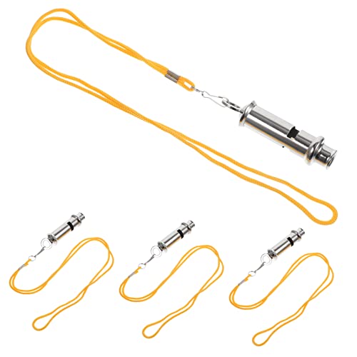 KICHOUSE 4 Stück Hochton Metallpfeifen Robuste Schiedsrichter Trillerpfeifen für Sport Outdoor und Notfälle für Training und Survival Aktivitäten von KICHOUSE