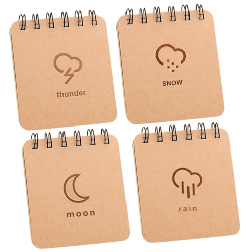KICHOUSE 4 Stück Mini Notizblock Tragbares Notizbuch mit Spirale Handliches Memo Pad für Schule Büro und Organisieren und Planen von Aufgaben Wetterfestes Design von KICHOUSE