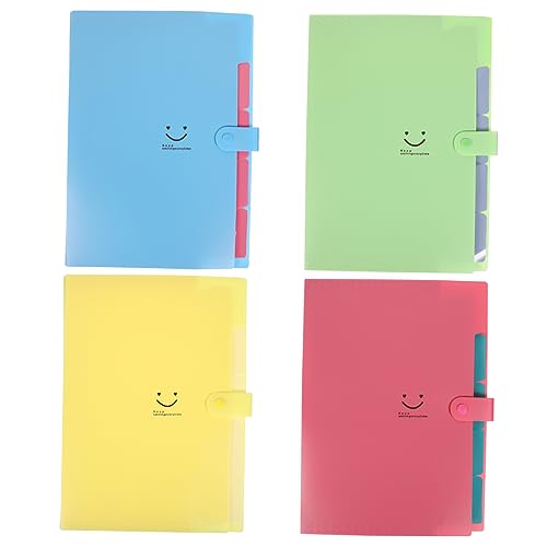 KICHOUSE 4 Stück Organ Clip File Paket Dateiordner Brief Akkordeon Ordner Binder Organizer Expander Fächermappe Größe Dokumente Ordner Schreibtischtaschen Akkordeon Ordner Bunt Kunststoff von KICHOUSE