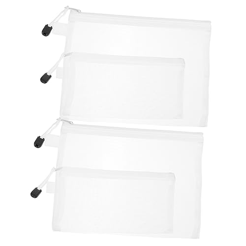KICHOUSE 4 Stück Reißverschluss-datei-organizer Mesh-aufbewahrungstaschen Netztaschen Mit Reißverschluss A4 Reißverschlusstasche Reißverschlussbeutel Weiß Aluminiumlegierung von KICHOUSE