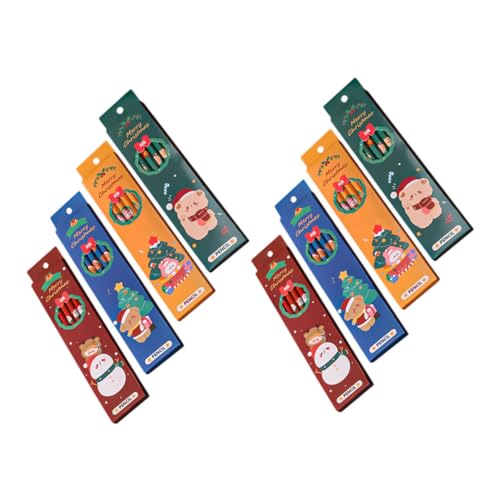 KICHOUSE 48 Stück Weihnachtsbleistifte für Buntstifte Schreiben und Zeichnen für Schule und Weihnachten mit Radiergummi Verschiedene Designs Weihnachtsgeschenk Tannenbaum Weihnachtsbär von KICHOUSE