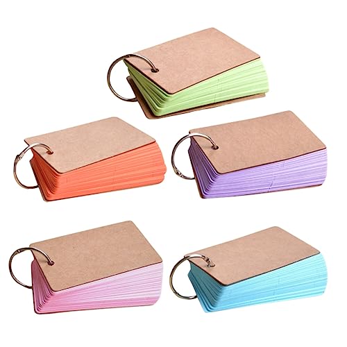 KICHOUSE 5 Farbiger Notizblock Lernkarten leer leere Revisionskarten für Karten einfache Karten Karteikarten mit Ring Notizen Notizkarten mit Ring Mini-Karteikarten Papier von KICHOUSE