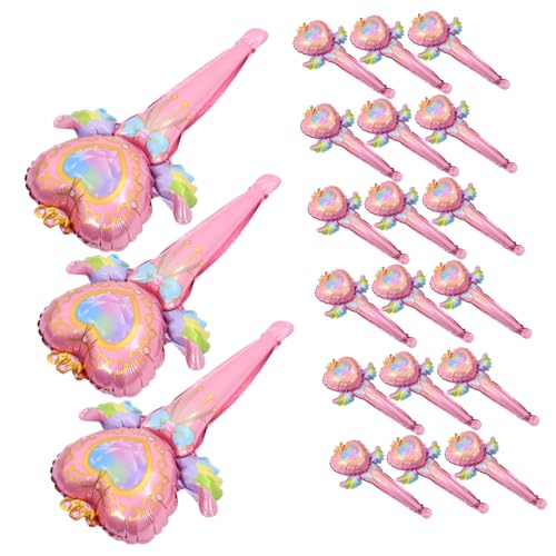KICHOUSE 50 Stück Aufblasbarer Feenstab Dekorationen Ballonstäbchen Feenhafte Luftballons Geburtstag Partyzubehör Feenfolienballon Abschlussball Party-layout-requisiten Rosa Aluminiumfolie von KICHOUSE