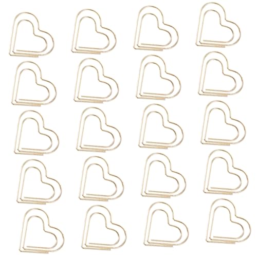KICHOUSE 50 Stück Herzförmige Büroklammer Größe Lustiger Lesezeichenclip Büroklammern Süß Büroklammern Papier Hochzeit Dekorative Büroklammern Stier Mini Vinyl Golden Metall von KICHOUSE