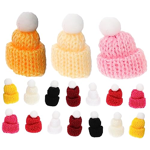 KICHOUSE 50 Stück Kleiner Strickmützen für Puppen Kleine Weihnachtsmützen zum Basteln Selbstgemacht Puppenhüte Miniatur Weihnachtsmannmützen Dekoration für Weihnachten von KICHOUSE