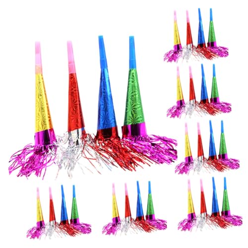 KICHOUSE 50 Stück Lautsprecher aus Laserpapier Party Macher Glücklich Blowouts Hörner Hersteller pfeife horn Noisemaker Geburtstagsfeiergebläse Plastik von KICHOUSE