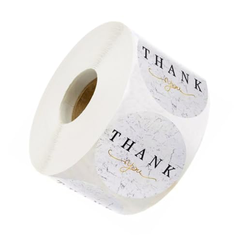 KICHOUSE 500 Stück Roll Thank You Etiketten Aufkleber Dekorative Runde Klebeetiketten für Blumensträuße Hochzeiten und Partys Leicht Ablösbar Selbstklebend für Persönliche Botschaften von KICHOUSE