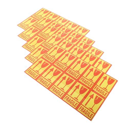 KICHOUSE 500 Stück Zerbrechliches Etikett ziehen um Verpackung Zerbrechliche Aufkleber zum Bewegen Griff Vorsicht Warnung zerbrechlicher Aufkleber Warnaufkleber Yellow von KICHOUSE