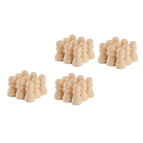 KICHOUSE 50Stücke Unbemalte Schachfiguren aus Holz DIY Internationale Schachfiguren für Unvollendete Holzhandwerk Spielzeuge für Kreative von KICHOUSE