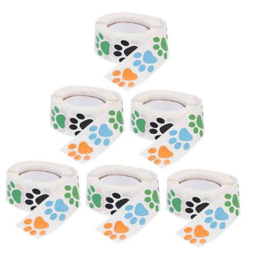 KICHOUSE 6 Rollen Aufkleber Für Hundepfoten Welpe Drucken Hundeaufkleber Zum Scrapbooking Haustier-fußabdruckaufkleber Aufkleber Zum Selbermachen Beschichtetes Papier von KICHOUSE