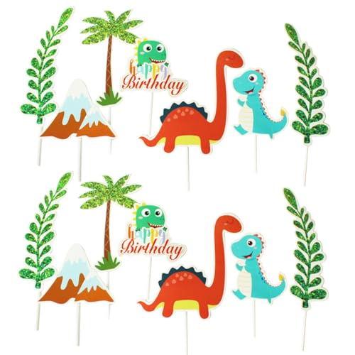 KICHOUSE 6 Sätze 42 Stück Kucheneinsatz Dinosaurier-Cupcake-Picks Geburtstag süße Topper-Picks Party erste dinozug dinosaurs kuchendekoration Lustig Kuchen -Topper Dessert- hölzern von KICHOUSE