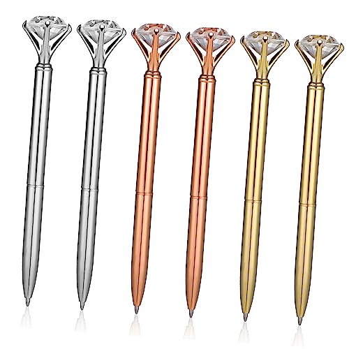 KICHOUSE 6 Stück Diamant Kugelschreiber Elegante Metallkugelschreiber für Bürobedarf Stilvolles Schreibgerät mit Kreativer Diamantform für Notizen und DIY Karten von KICHOUSE