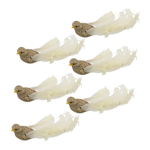 KICHOUSE 6 Stück Künstliche Vögel Gefälschte Vogelstatuen Kleine Vögel Zum Basteln Vogeldekor Heimdeko Vogelparty Dekorationen Baumschmuck Vögel Vogeldekorationen von KICHOUSE