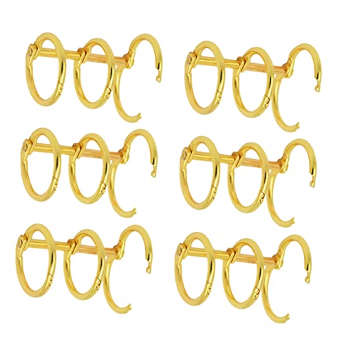 KICHOUSE 6 Stück Loseblattringe Notizbuchringe Metallisch Loseblatt Binderring Kleine Binder Abnehmbar Drei Löcher Schwarzer Binder Notizbuch Spirale College Eisen Golden von KICHOUSE
