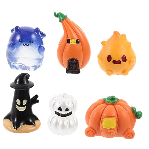KICHOUSE 6 Stück Miniatur Halloween Dekorationen Harz Geist Und Kürbis Für Desktop Schmuck von KICHOUSE