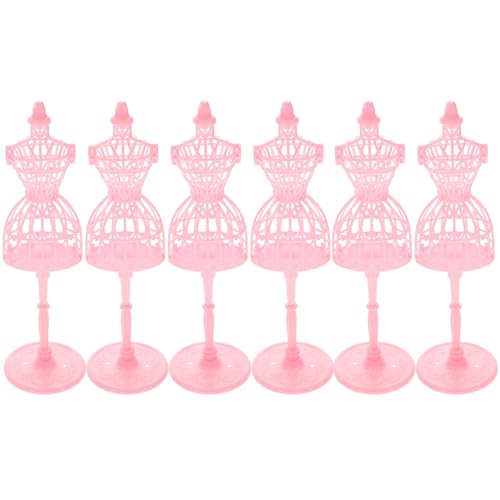 KICHOUSE 6 Stück Puppenaufhänger Kleid für Miniaturpuppen puppenbügel Puppe weibliche Schaufensterpuppe Puppenständer Puppenhausdekor Puppe Mannequin-Modell Plastik Rosa von KICHOUSE