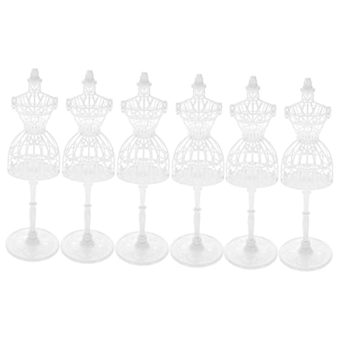 KICHOUSE 6 Stück Puppenaufhänger Puppenkleidung puppenkleiderbügel Puppen kleiderbügel puppenbügel kleiderständer Zubehör für Puppenkleider Mini-Puppenkleid Steht Puppenständer Plastik Weiß von KICHOUSE